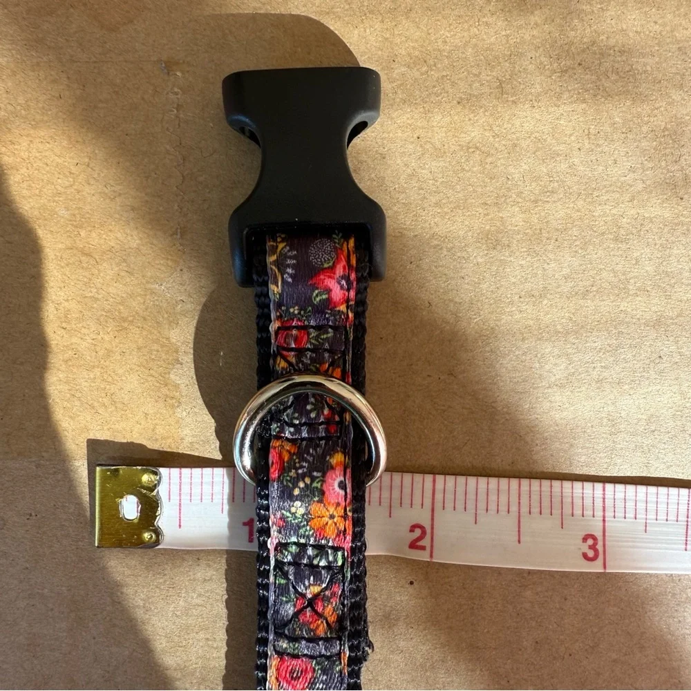 Floral Satin Adjustable XS - Small Dog Puppy Collar, Chihuahua Terrier Dachshund